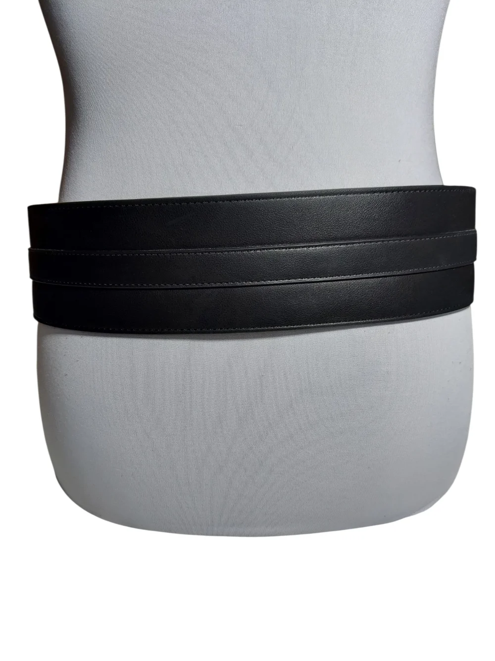 Sam Edelman Black Leather Wide Wrap Waist Belt Gold Logo Buckle Size S NWT